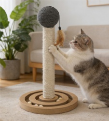 Multi Play Sisal Cat Scratcher with Feather Toy