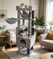 Indoor Large Cat Tower with Hanging Basket Beds