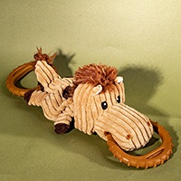 Interactive Rope Pull Plush Pet Toy Rhino Hippo Horse Shape Durable Knot Chew Toy