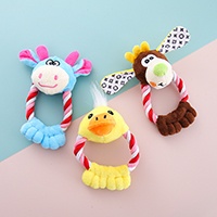 Wholesale Interactive Ring-Shaped Dog Plush Toy Fashionable Animals Shaped Squeaky Pet Chew Toys