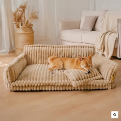 Universal Warm Soft Comfortable Flannel Striped Solid Pattern Pet Sofa PP Cotton Removable Washable Cat Nest Carton Packed Bed