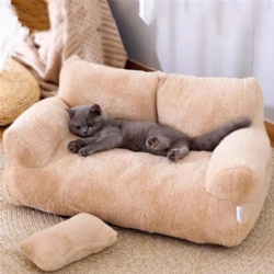 Custom Fashion Cat Bed Sofa Orthopedic Square Plush Washable All Seasons Carton Packing Manufacturer Bulk Supply