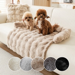 Fluffy Plush Dog Mat for Furniture Protector Washable Calming Pet Bed Mat
