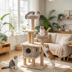Nordic Gray Multi-Level Cat Tower