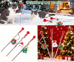 Christmas Cat Teasing Sticks Santa Claus Reindeer Pet Cat Wand Toys Cat Sticks