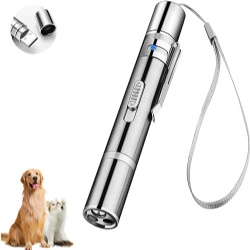 Automatic Interactive Modern Simple Cat Laser Toy Stainless Steel USB Rechargeable Portable Pet Pointer for Indoor Cats