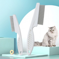 Anti-Slip Eco-Friendly Pet Flea Comb Fine Dense Stainless Steel Pins PP Plastic Handle