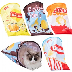 Foldable Potato Chips Bag Cat Tunnel with Crinkle Paper Interactive Cat Toy