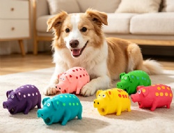 Dog Chew Toy Luxury Latex Pig Shape with Squeaky Feature Bite-Resistant Cartoon Style Puppy Sound Toy for Pet Dogs
