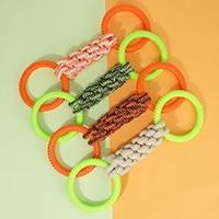 Pet Cotton Rope Toy Bite Resistant Grinding Stick Rubber Ring Braided Rope Tug of War Interactive Rope Toy
