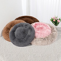 Factory Direct Custom Faux Fur Dog and Cat Bed Deep Sleep Donut Calming Mat