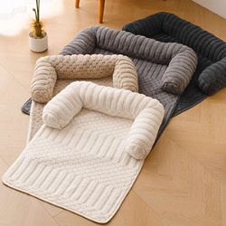 Removable Plush Pet Sofa Bed Washable Dog Cat Mat with Non-Slip Base