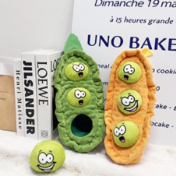Wholesale Price Vegetable Pea Shape Pet Plush Toy Interactive Teeth Bite Resistant Pet Squeak Dog Chew Toy