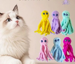 Eco-Friendly Plush Cat Toy Collection Octopus Biomimetic Squeaky Bird/Sparrow/Mouse Clockwork