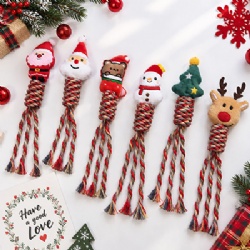 Christmas Dog Toys Novelty Plush Cotton Pet Training Chewing Toy with Squeaky Feature