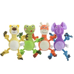 Frog Cow Design Toys for Dog Squeaky Cotton Rope Knot Teeth Clean Cute Toys for Dog