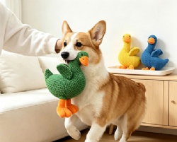 New Style Dog Plush Toy Duck Pattern Teething Durable Bite-Resistant Chewable Sounding Interactive Boredom-Busting Pet Toy