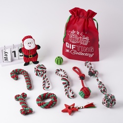 Christmas Cotton Rope Dog Toy Set Interactive Knot Chew Toy Durable Molar Toy for Pet