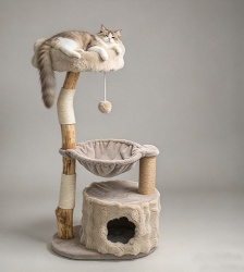 Natural Branch Cat Tree with Hammock & Cat Cave
