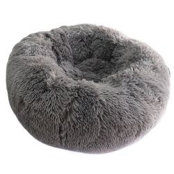 Long plush dog donut bed