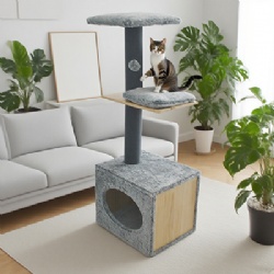 Solid wood cat scratching tree Pan