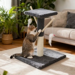 FluffyTop Cat Activity Tower with Hanging Teasers