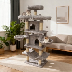 Multi-Layer Plush Cat Tree with Play Perches & Condos